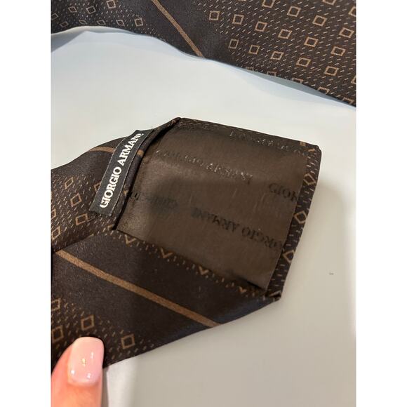 Giorgio Armani silk tie black and grey print - Picture 2 of 5